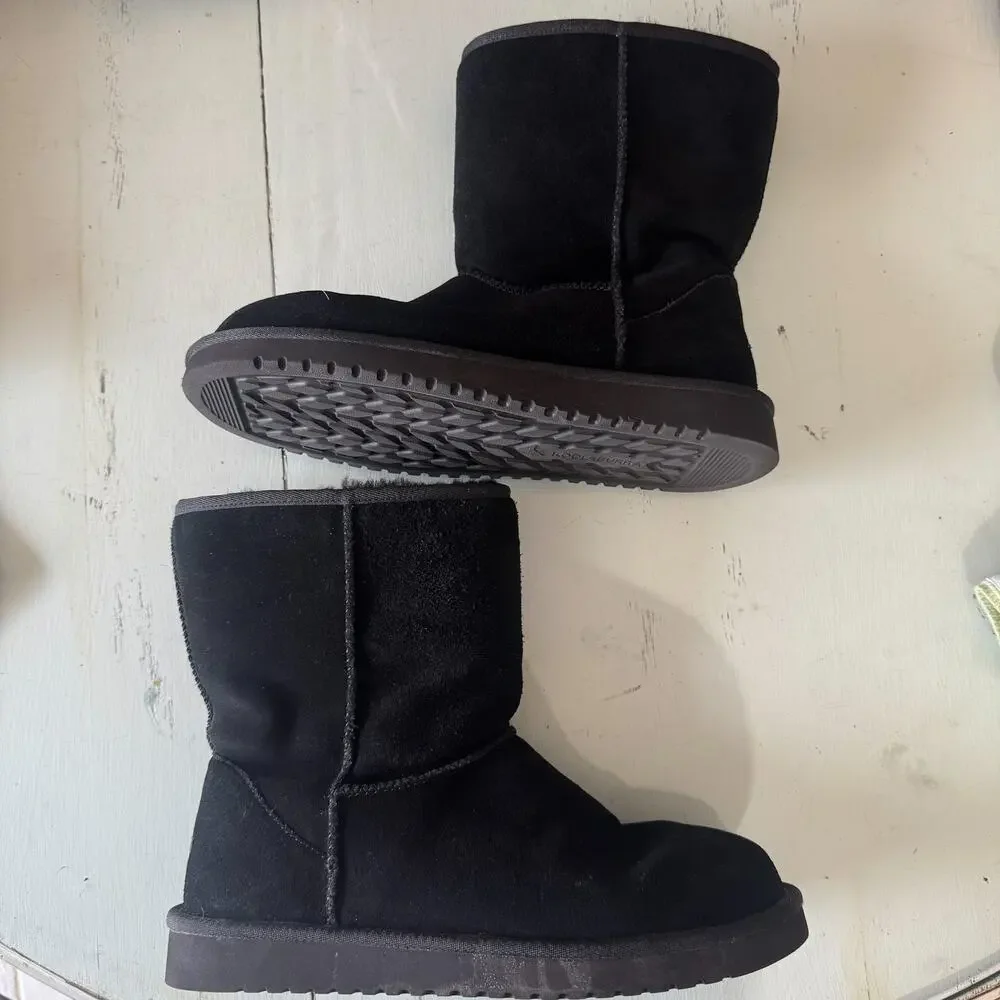 Koolaburra by UGG Black Suede Sherpa Lined Mid Calf Winter Boots Women's Size 9